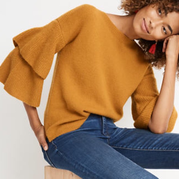 Madewell Sweaters - Madewell Mustard Tier Bell Sleeve Sweater